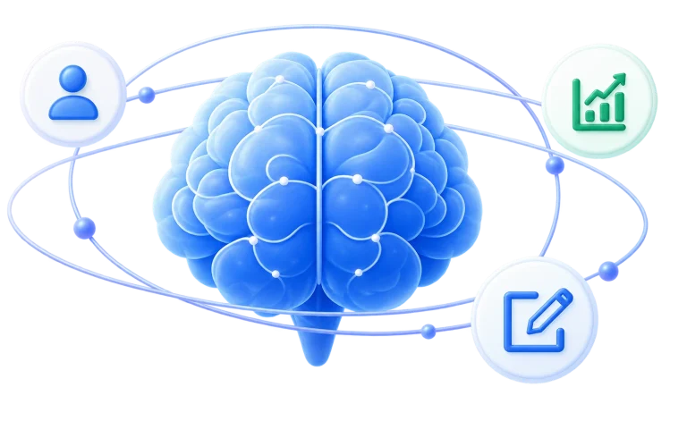 Futuristic AI brain network visualization representing ekko’s three layers of intelligence: corporate knowledge, compliance rules