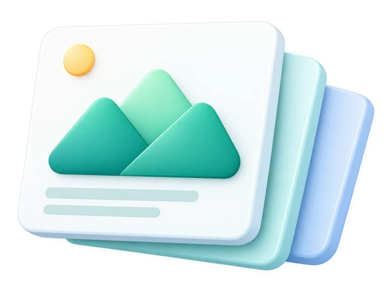 Layered gallery cards representing ekko's daily LinkedIn content generation, featuring a stylized mountain range graphic